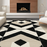 Ultra Soft Area Rug, Non Slip, Stain Resistant, Washable Area Rugs for Living Room, Bedroom, Elegant Black Diamond Pattern(Beige)
