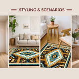 Ultra Soft Area Rug, Non Slip, Stain Resistant, Washable Area Rugs for Living Room, Bedroom, Sophisticated Southwest Inspired Design(Brown)