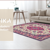 Ultra Soft Area Rug, Non Slip, Stain Resistant, Washable Area Rugs for Living Room, Bedroom, Elegant Contemporary Floral Motif(White)
