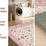 Ultra Soft Area Rug, Non Slip, Stain Resistant, Washable Area Rugs for Living Room, Bedroom, Chic Earthy Floral Arrangement(Ivory)