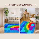 Cheerful Rainbow Typography Motif(Blue)