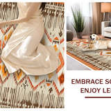 Ultra Soft Area Rug, Non Slip, Stain Resistant, Washable Area Rugs for Living Room, Bedroom, Transitional Colorful Geometric Concept(Beige)