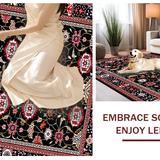 Ultra Soft Area Rug, Non Slip, Stain Resistant, Washable Area Rugs for Living Room, Bedroom, Vibrant Traditional Tiled Arrangement(Black)