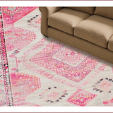 Ultra Soft Area Rug, Non Slip, Stain Resistant, Washable Area Rugs for Living Room, Bedroom, Modern Boho Abstract Patterns(Pink)
