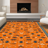 Ultra Soft Area Rug, Non Slip, Stain Resistant, Washable Area Rugs for Living Room, Bedroom, Bold Retro Ethnic Print Statement(Orange)