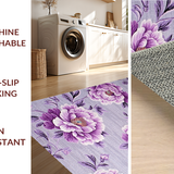 Ultra Soft Area Rug, Non Slip, Stain Resistant, Washable Area Rugs for Living Room, Bedroom, Luxurious Peony Artful Motif(Purple)