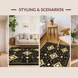 Ultra Soft Area Rug, Non Slip, Stain Resistant, Washable Area Rugs for Living Room, Bedroom, Contemporary Gold Linear Harmony(Gold)