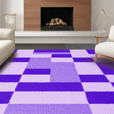 Ultra Soft Area Rug, Non Slip, Stain Resistant, Washable Area Rugs for Living Room, Bedroom, Vibrant Educational Diamond Pattern(Purple)