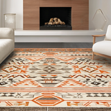 Ultra Soft Area Rug, Non Slip, Stain Resistant, Washable Area Rugs for Living Room, Bedroom, Chic Vintage Diamond Layout(Brown)