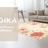 Ultra Soft Area Rug, Non Slip, Stain Resistant, Washable Area Rugs for Living Room, Bedroom, Contemporary Subtle Bloom Patterns(Beige)