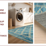 Ultra Soft Area Rug, Non Slip, Stain Resistant, Washable Area Rugs for Living Room, Bedroom, Elegant Oceanic Distressed Motif(Blue)