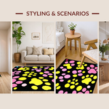 Ultra Soft Area Rug, Non Slip, Stain Resistant, Washable Area Rugs for Living Room, Bedroom, Lively Cartoonish Dog Prints Vibe(Black)