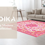 Ultra Soft Area Rug, Non Slip, Stain Resistant, Washable Area Rugs for Living Room, Bedroom, Whimsical Colorful Medallion Arrangement(Orange)