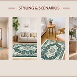 Ultra Soft Area Rug, Non Slip, Stain Resistant, Washable Area Rugs for Living Room, Bedroom, Oriental Distressed Living Room Rug(Green)