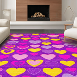 Ultra Soft Area Rug, Non Slip, Stain Resistant, Washable Area Rugs for Living Room, Bedroom, Charming Fun-Filled Aesthetic Design(Purple)