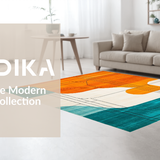 Ultra Soft Area Rug, Non Slip, Stain Resistant, Washable Area Rugs for Living Room, Bedroom, Retro Colorful Geometric Arrangement(Orange)