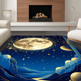 Ultra Soft Area Rug, Non Slip, Stain Resistant, Washable Area Rugs for Living Room, Bedroom, Elegant Sunlit Geometric Motif(Blue)