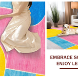 Ultra Soft Area Rug, Non Slip, Stain Resistant, Washable Area Rugs for Living Room, Bedroom, Cheerful Child-Friendly Pattern(Pink)