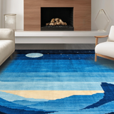 Ultra Soft Area Rug, Non Slip, Stain Resistant, Washable Area Rugs for Living Room, Bedroom, Serene Abstract Starry Theme(Blue)