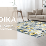 Ultra Soft Area Rug, Non Slip, Stain Resistant, Washable Area Rugs for Living Room, Bedroom, Subtle Earthy Floral Design(Gray)
