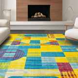 Ultra Soft Area Rug, Non Slip, Stain Resistant, Washable Area Rugs for Living Room, Bedroom, Dynamic Modern Brushstroke Design(Yellow)