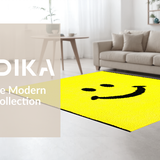 Ultra Soft Area Rug, Non Slip, Stain Resistant, Washable Area Rugs for Living Room, Bedroom, Playful Cartoon Smiley Motif(Yellow)