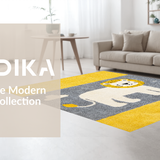 Ultra Soft Area Rug, Non Slip, Stain Resistant, Washable Area Rugs for Living Room, Bedroom, Engaging Round Safari Decor(Yellow)