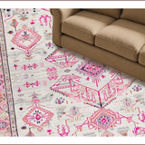 Ultra Soft Area Rug, Non Slip, Stain Resistant, Washable Area Rugs for Living Room, Bedroom, Chic Ethnic Floral Arrangement(Pink)