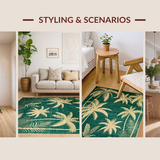 Ultra Soft Area Rug, Non Slip, Stain Resistant, Washable Area Rugs for Living Room, Bedroom, Chic Earthy Palm Tree Motif(Green)