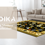 Ultra Soft Area Rug, Non Slip, Stain Resistant, Washable Area Rugs for Living Room, Bedroom, Joyful Colorful Floral Medley(Black)