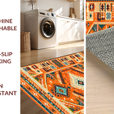 Ultra Soft Area Rug, Non Slip, Stain Resistant, Washable Area Rugs for Living Room, Bedroom, Lively Multi-Tonal Medallion Style(Orange)