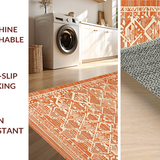 Ultra Soft Area Rug, Non Slip, Stain Resistant, Washable Area Rugs for Living Room, Bedroom, Stylish Pastel Floral Accents(Orange)