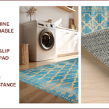 Ultra Soft Area Rug, Non Slip, Stain Resistant, Washable Area Rugs for Living Room, Bedroom, Rustic Spice Tiled Arrangement(Blue)