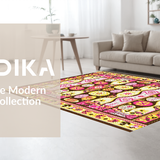 Ultra Soft Area Rug, Non Slip, Stain Resistant, Washable Area Rugs for Living Room, Bedroom, Charming Rustic Egg Arrangement(Pink)
