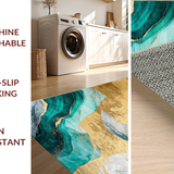 Ultra Soft Area Rug, Non Slip, Stain Resistant, Washable Area Rugs for Living Room, Bedroom, Chic Turquoise and Gold Fusion(Gold)