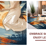 Ultra Soft Area Rug, Non Slip, Stain Resistant, Washable Area Rugs for Living Room, Bedroom, Beachside Coconut Tree Rug: Tropical Paradise Area Rug(Orange)