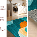Ultra Soft Area Rug, Non Slip, Stain Resistant, Washable Area Rugs for Living Room, Bedroom, Chic Vibrant Color Block Arrangement(Blue)