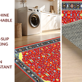 Ultra Soft Area Rug, Non Slip, Stain Resistant, Washable Area Rugs for Living Room, Bedroom, Chic Multicolor Geometric Pattern(Red)