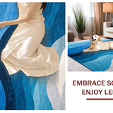 Ultra Soft Area Rug, Non Slip, Stain Resistant, Washable Area Rugs for Living Room, Bedroom, Serene Gradient Wave Motif(Blue)