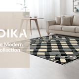 Ultra Soft Area Rug, Non Slip, Stain Resistant, Washable Area Rugs for Living Room, Bedroom, Elegant Gray and Black Lattice Design(Gray)