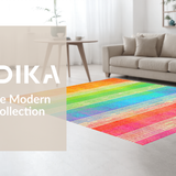 Ultra Soft Area Rug, Non Slip, Stain Resistant, Washable Area Rugs for Living Room, Bedroom, Playful Soft Green Geometric Motif(Orange)