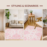 Ultra Soft Area Rug, Non Slip, Stain Resistant, Washable Area Rugs for Living Room, Bedroom, Whimsical Fuzzy Round Aesthetic Charm(Pink)