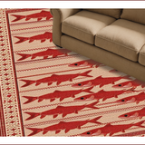 Ultra Soft Area Rug, Non Slip, Stain Resistant, Washable Area Rugs for Living Room, Bedroom, Vibrant Coastal Fish Artwork(Red)