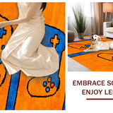 Ultra Soft Area Rug, Non Slip, Stain Resistant, Washable Area Rugs for Living Room, Bedroom, Futuristic Abstract Controller Theme(Orange)