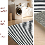 Ultra Soft Area Rug, Non Slip, Stain Resistant, Washable Area Rugs for Living Room, Bedroom, Chic Black and White Striped Carpet for Modern Spaces(Black)
