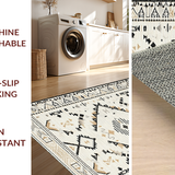 Ultra Soft Area Rug, Non Slip, Stain Resistant, Washable Area Rugs for Living Room, Bedroom, Neutral Textured Diamond Motif(Beige)