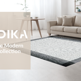 Ultra Soft Area Rug, Non Slip, Stain Resistant, Washable Area Rugs for Living Room, Bedroom, Modern Elegance Black Squares(Gray)