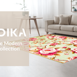 Ultra Soft Area Rug, Non Slip, Stain Resistant, Washable Area Rugs for Living Room, Bedroom, Serene Nature-Inspired Floral Theme(Green)