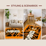 Ultra Soft Area Rug, Non Slip, Stain Resistant, Washable Area Rugs for Living Room, Bedroom, Exotic Striped Animal Motif(Orange)