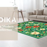 Ultra Soft Area Rug, Non Slip, Stain Resistant, Washable Area Rugs for Living Room, Bedroom, Serene Organic Floral Tapestry(Green)